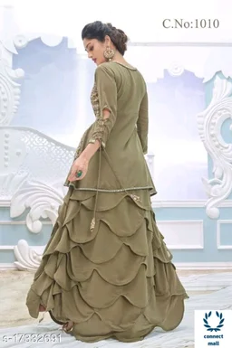Trendy Drishya Crop Top Kurti Semi Stitched Full Set Lahenga| - 34